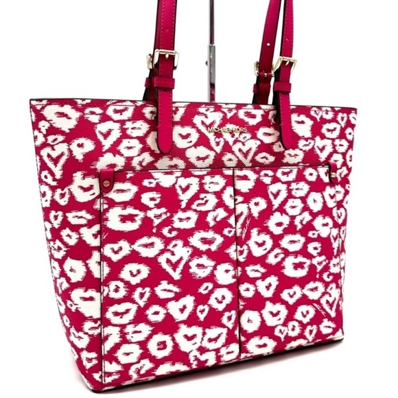 Michael Kors Jet Set Medium Pocket Tote Bag Electric Pink Multi - Picture 1 of 11